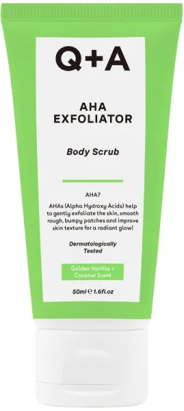 Q+A AHA Exfoliator Body Scrub Travel Size 50 ml